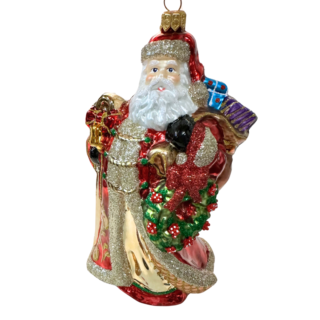 Huras Family Florentine Santa Glass Christmas Ornament 