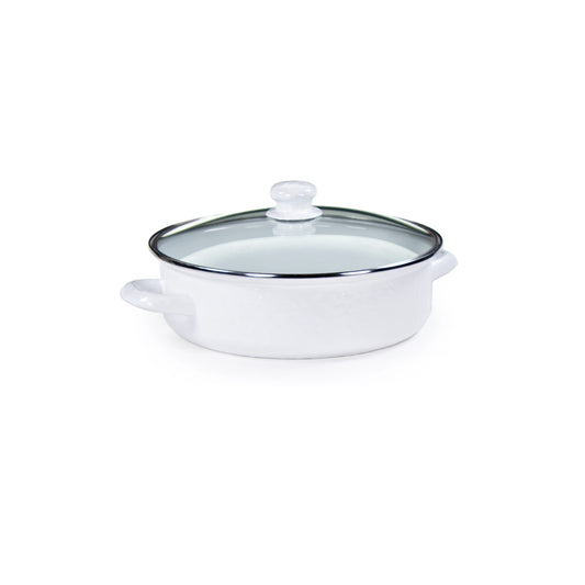 Golden Rabbit Small White Saute pan with glass lid
