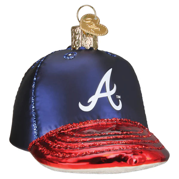 Atlanta Braves Baseball Cap glass Christmas ornament