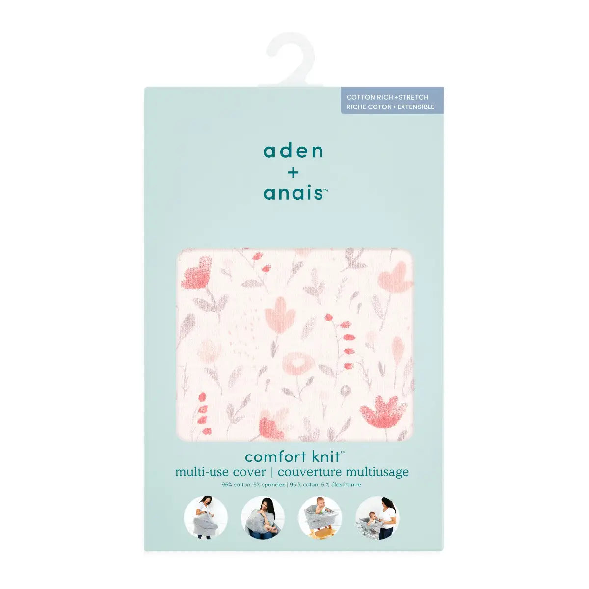 Aden and Anais comfort knit multi-use cover perennial