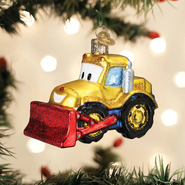 Old World Christmas Bright-Eyed Bulldozer Ornament 
