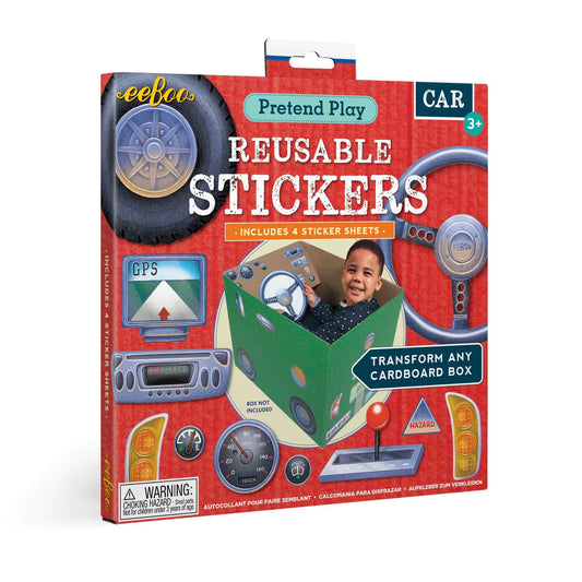eeboo car pretend play reusable sticker set 