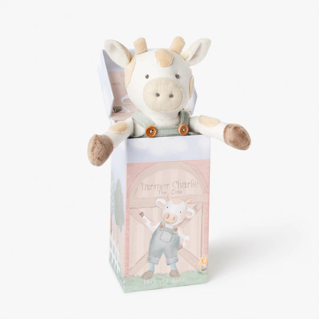 Elegant Baby Charlie the Cow Linen Toy Boxed