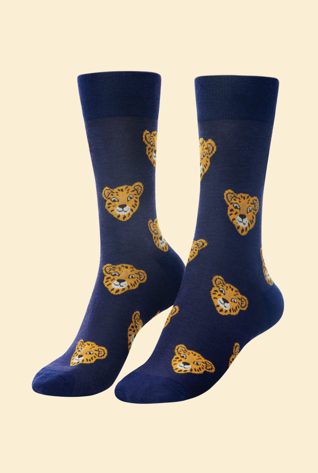 Powder UK Men's Charming Cheetah socks navy blue