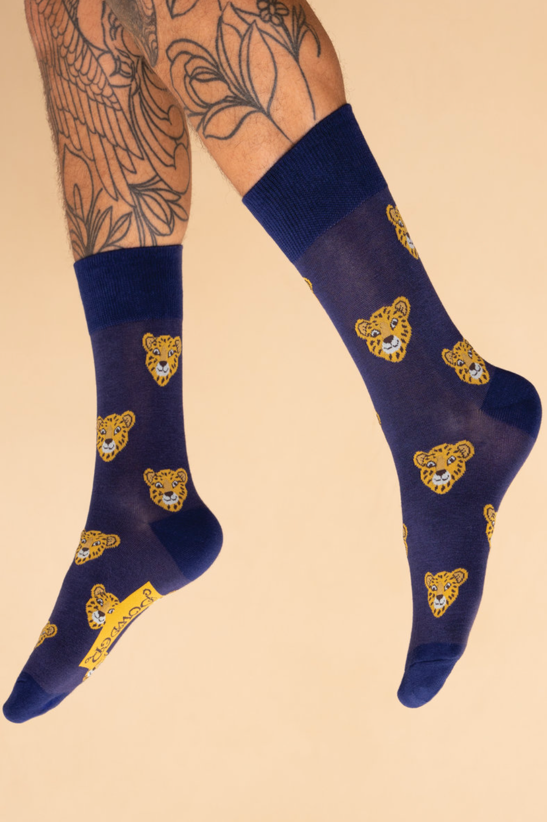 Powder UK Men's Charming Cheetah socks navy blue 