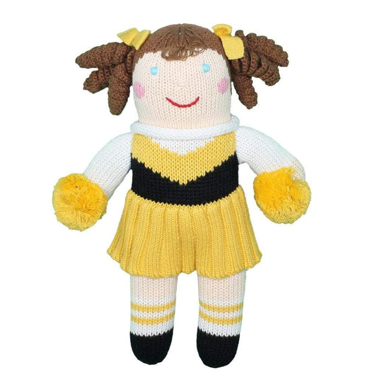 Zubels Gold and Black Cheerleader Rattle Doll 
