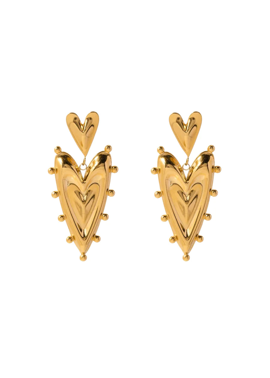 Hjane Jewels Double Heart Stud Earrings 