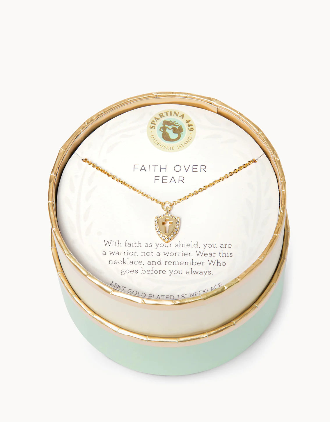 Spartina 449 Se La Vie Faith Over Fear cross shield necklace 