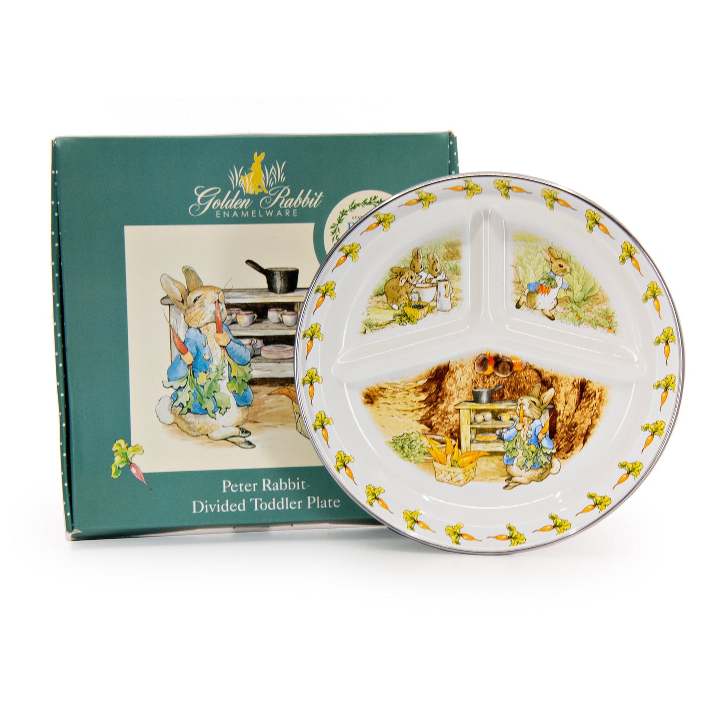 Golden Rabbit Toddler Plates divided enamel plates for kids peter rabbit