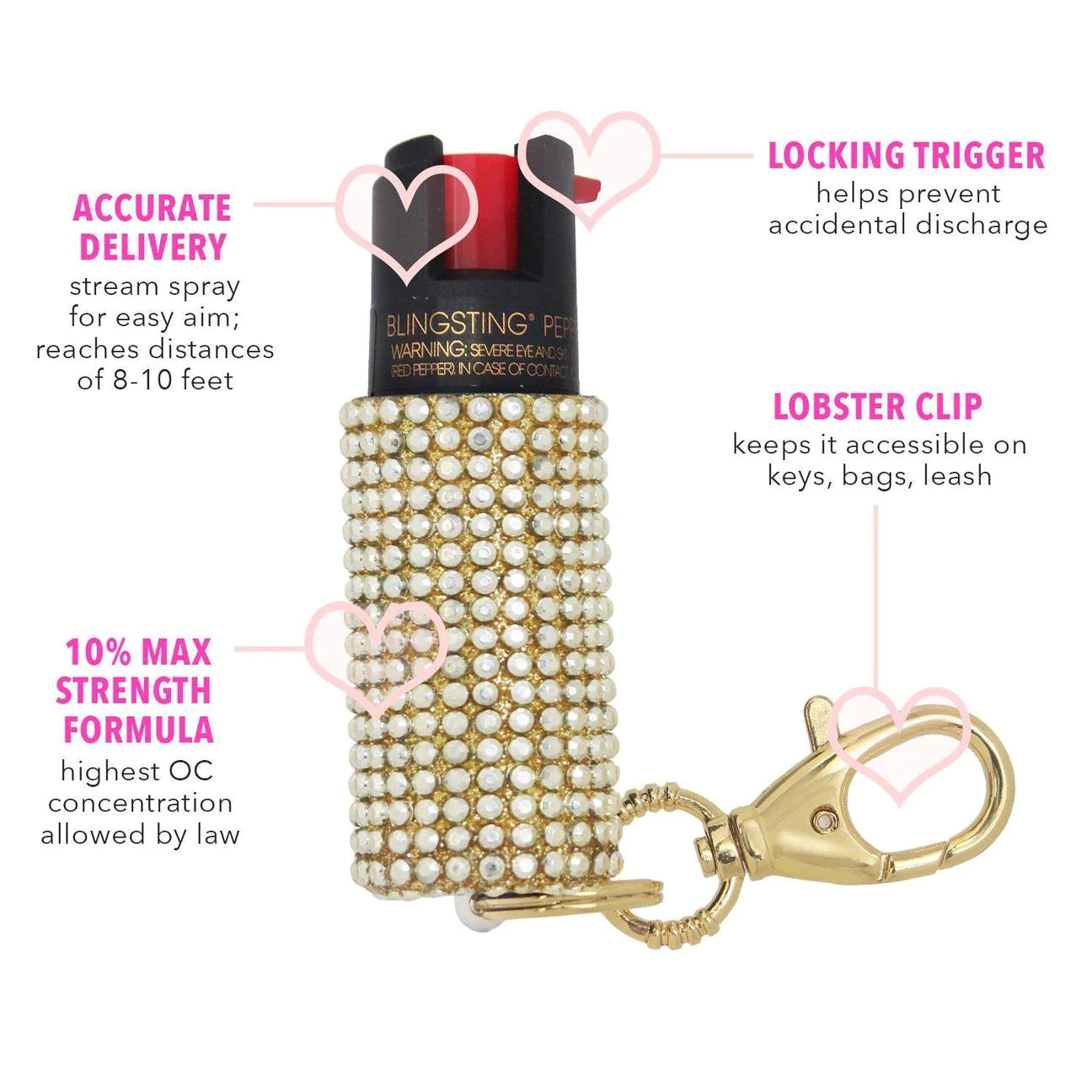 Gold Rhinestone Pepper Spray