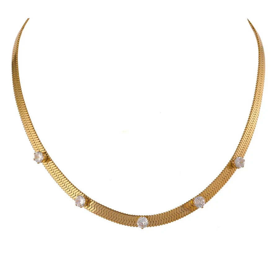 HJane Pave Gold Herringbone Necklace 