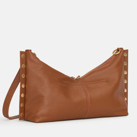 Hammitt Mr. G Mahogany Pebble and Brushed Gold tan leather purse handbag 