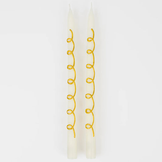 Meri Meri Gold Swirl Taper Candles 