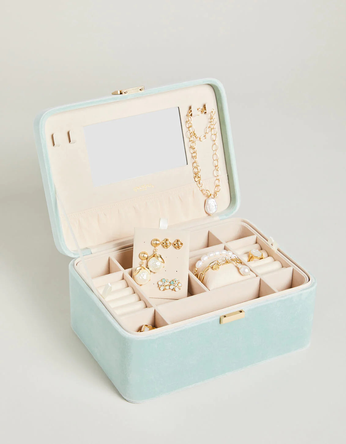 Spartina 449 Medium Desktop Jewelry Case Sea Foam velvet 