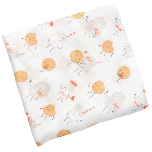 Stephen Joseph Milk and Cookies Muslin Swaddle blanket for baby