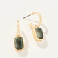 Spartina 449 Naia Drop Hoop Earrings Silver Leaf Jasper semi precious stone gold platted earrings 