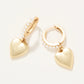 Spartina 449 Pearl Drop Hoop Heart Earrings gold 