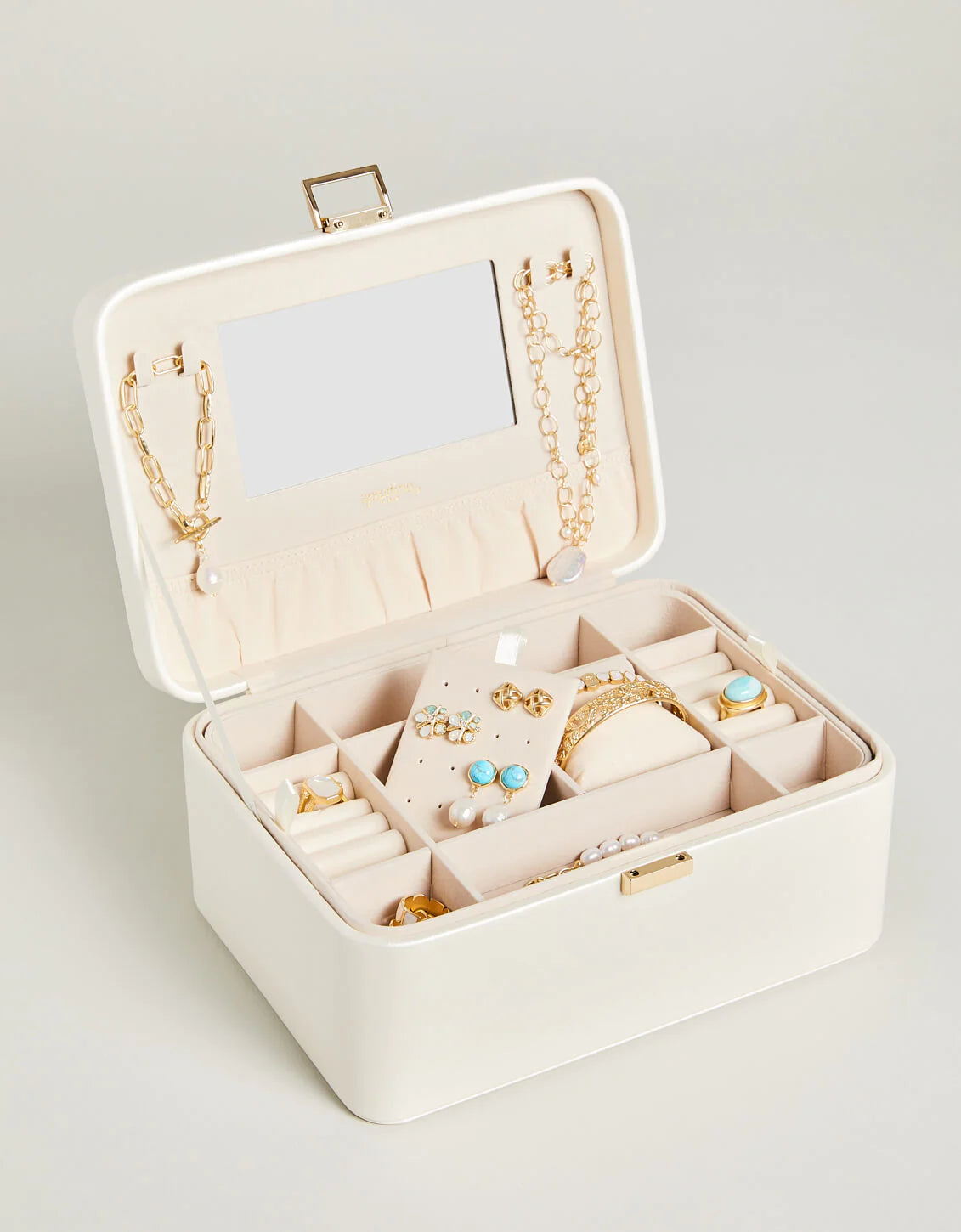 Spartina 449 Medium Desktop Jewelry Case Pearl faux leather 