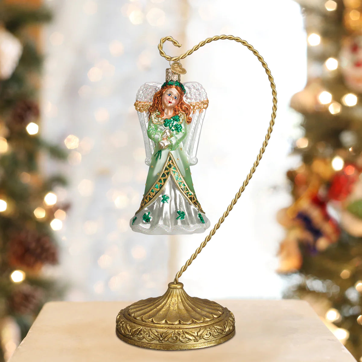 Old World Christmas pedestal ornament stand with hook 