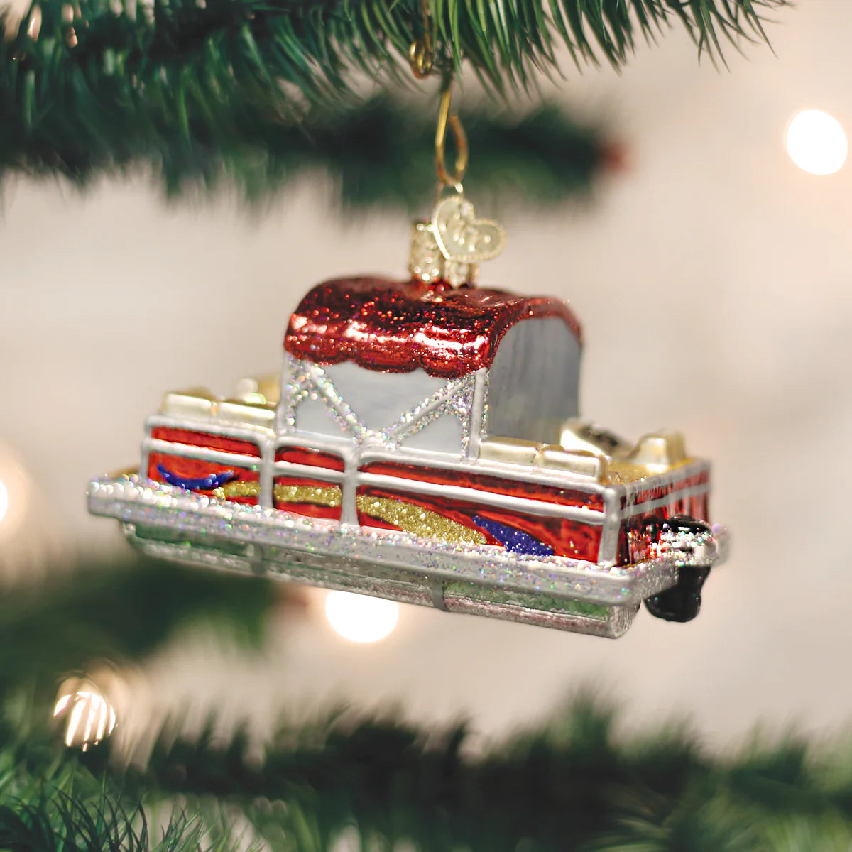 Old World Christmas Pontoon Boat Ornament 