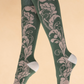 Powder UK ladies boot socks opulent floral knee high socks sage green 