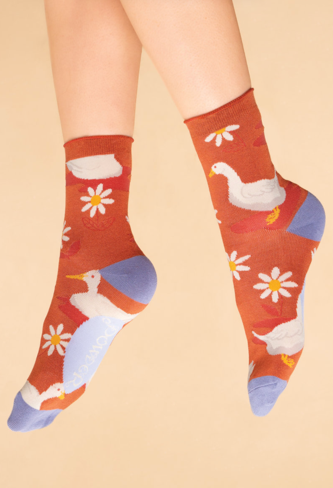 Powder UK ladies' daisy duck ankle socks tangerine 