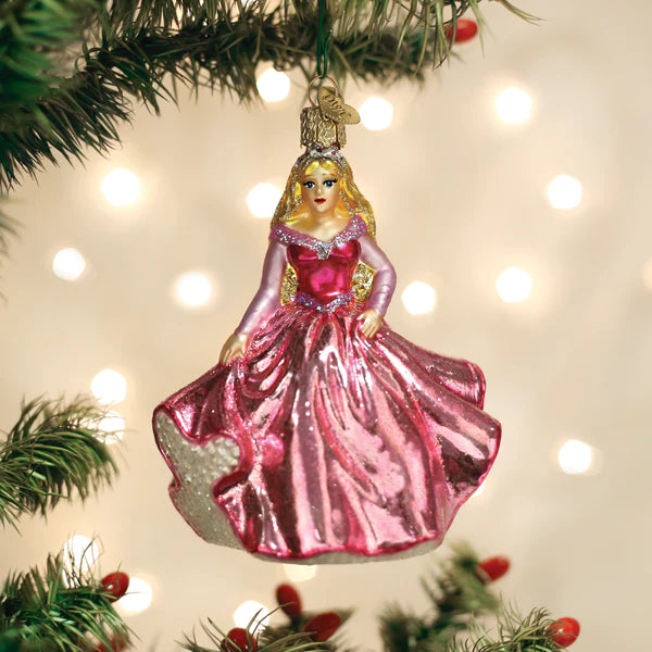 Old World Christmas Princess in pink dress glass ornament 