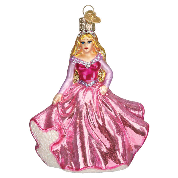 Old World Christmas Princess in pink dress glass ornament 