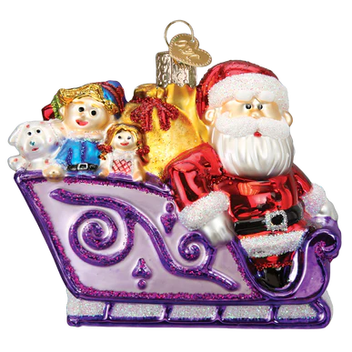 Old World Christmas Santa and Friends glass ornament Santa's Sleigh 