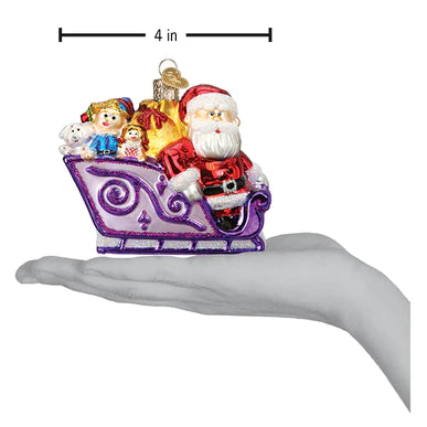 Old World Christmas Santa and Friends glass ornament Santa's Sleigh 