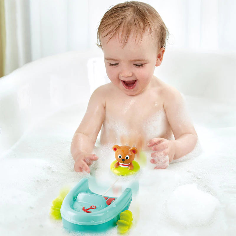 Hape Tubing Pull-Back Boat bath toy for kids 