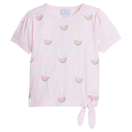 Little English Spring 2024 Embroidered Tie Tee Watermelons 