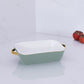 Sage Small Rectangular Baker With Gold Handles