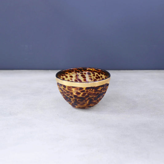 Beatriz Ball Glass Tortoise and Gold bowl 5.5" 