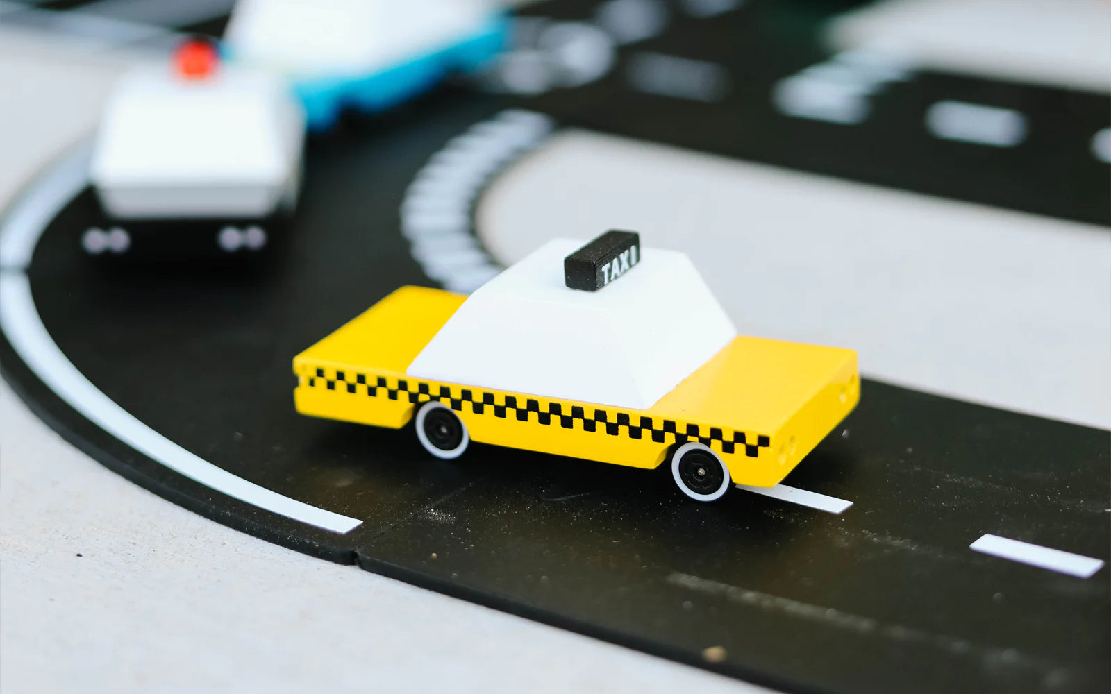 Candylab Yellow Taxi wood and diecast toy car for kids