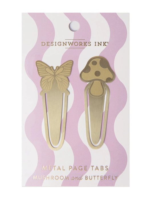 DesignWorks Ink metal page tabs mushroom and butterfly