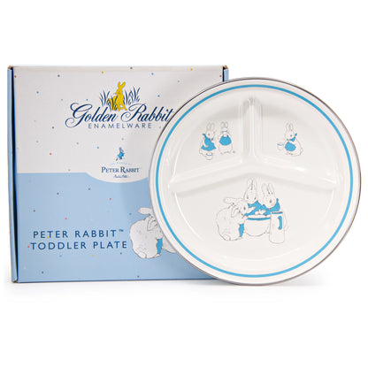Golden Rabbit Toddler Plates divided enamel plates for kids blue bunnies