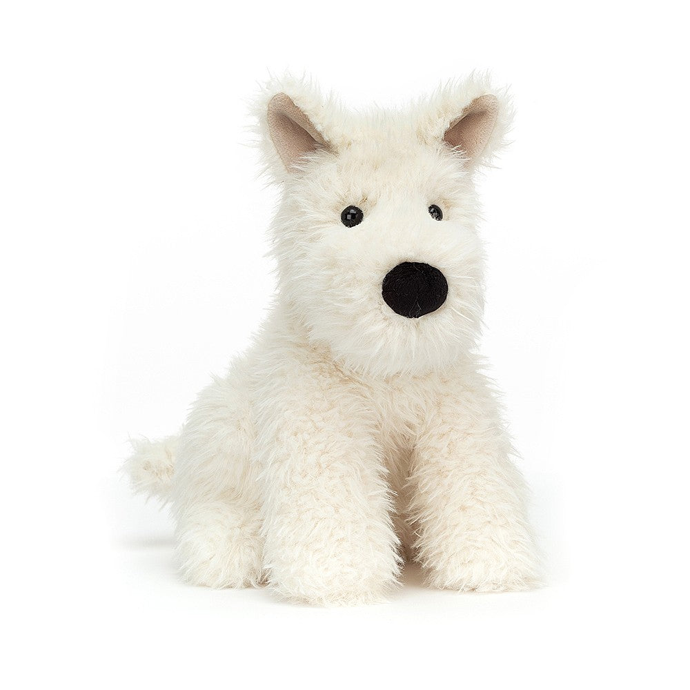 dog scottie terrier white jelly cat playful plush soft toy stuffed animal London fun 