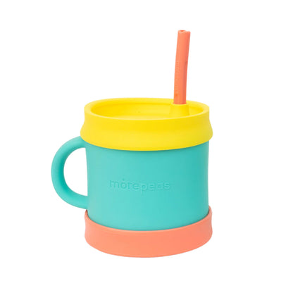 Morepeas essential sippy cup with straw sherbert color