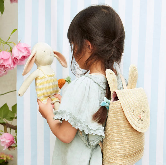 Meri Meri stuffed knot bunny holding carrot easter spring toy for kids