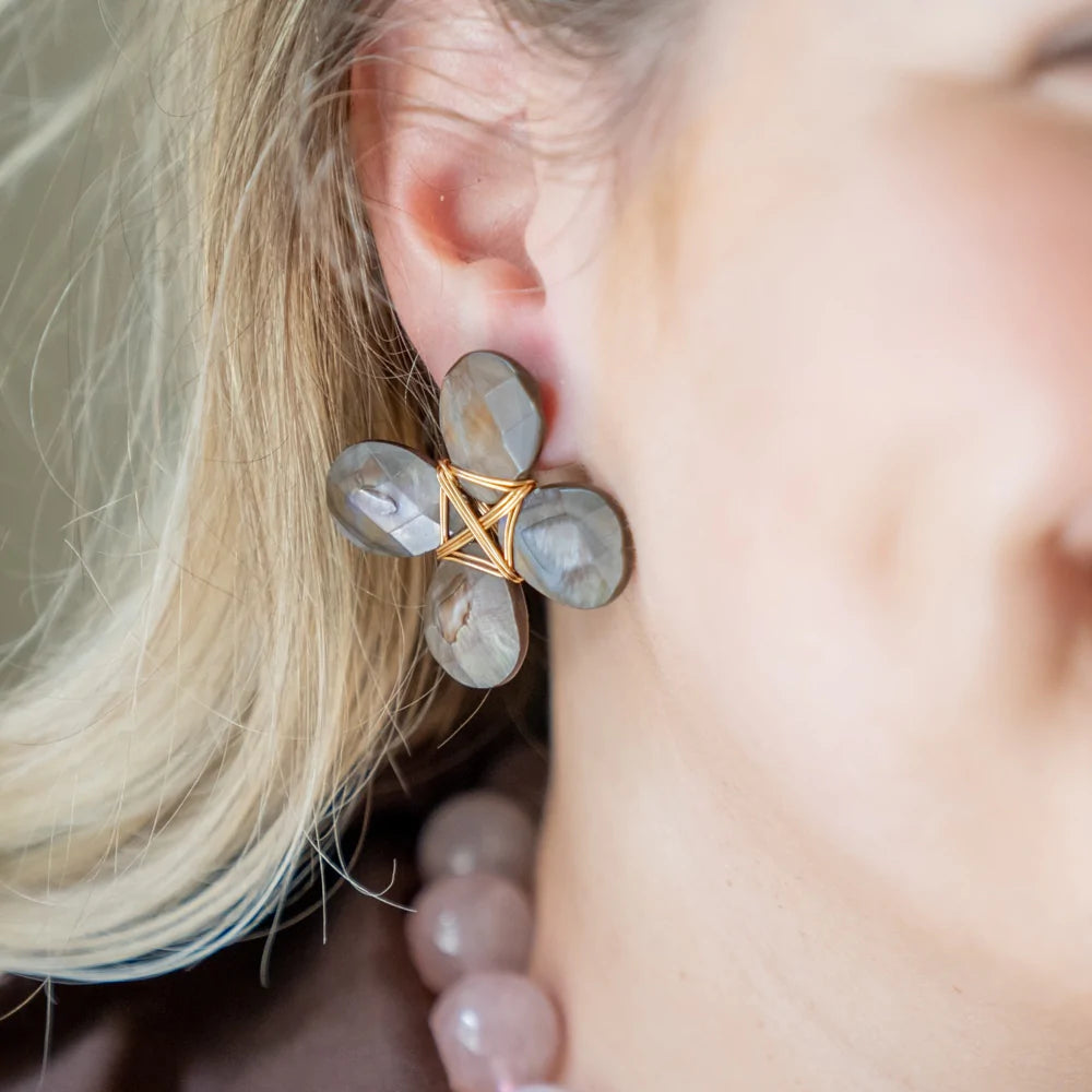 Flora Earring - Gray Mother of Pearl