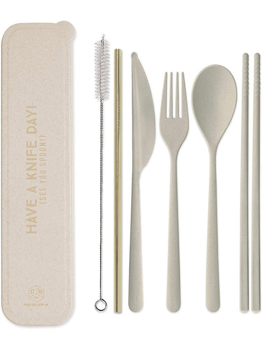 Portable flatware set reusable straw eco-friendly earth approved Designworks Ink