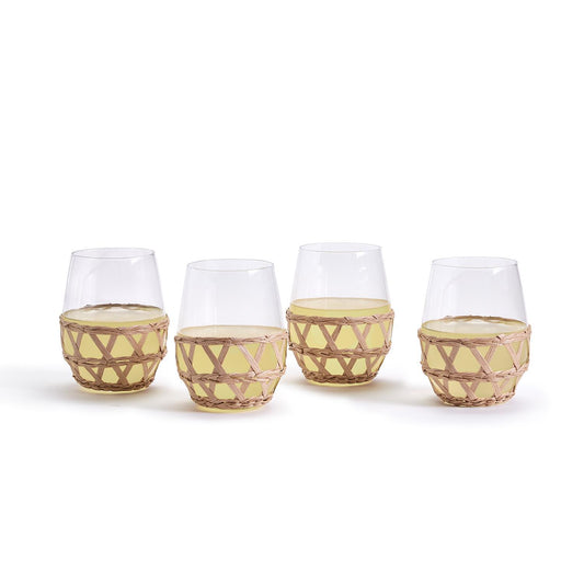 set of four lattice stemless wine glasses Two's Company
