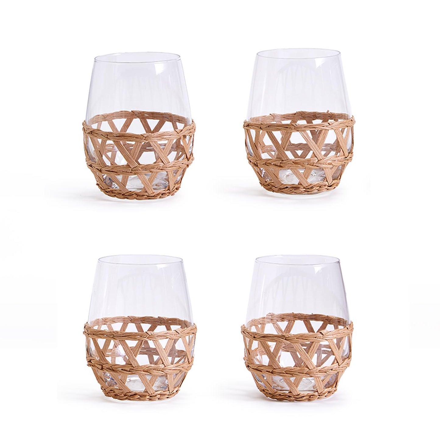 set of four lattice stemless wine glasses Two's Company