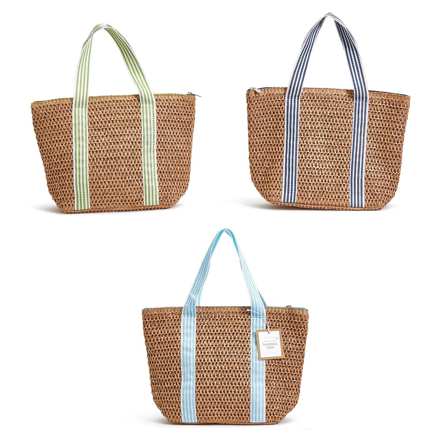 Two's Company woven lunch thermal tote for spring and summer